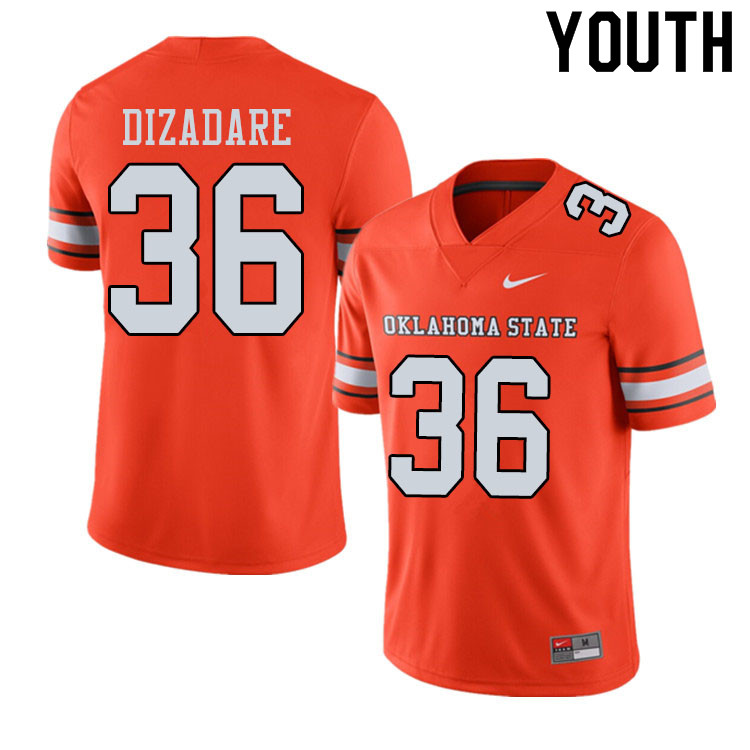 Youth #36 Na'drian Dizadare Oklahoma State Cowboys College Football Jerseys Sale-Alternate Orange - Click Image to Close